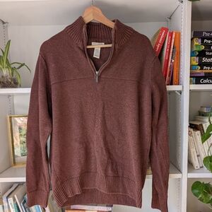Dockers Men's Brown 100% Cotton 1/4 Zip Pullover Sweater Size Medium